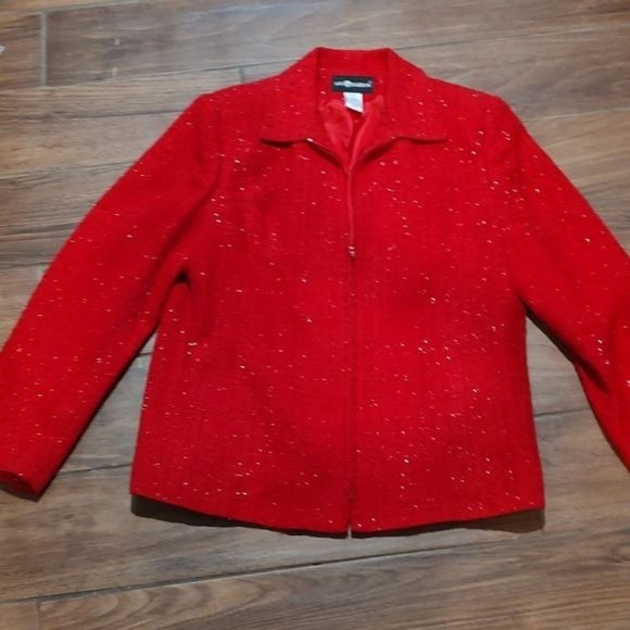 Sag Harbor 14 red sparkle jacket blazer plaid winter holiday Christmas - Picture 1 of 3